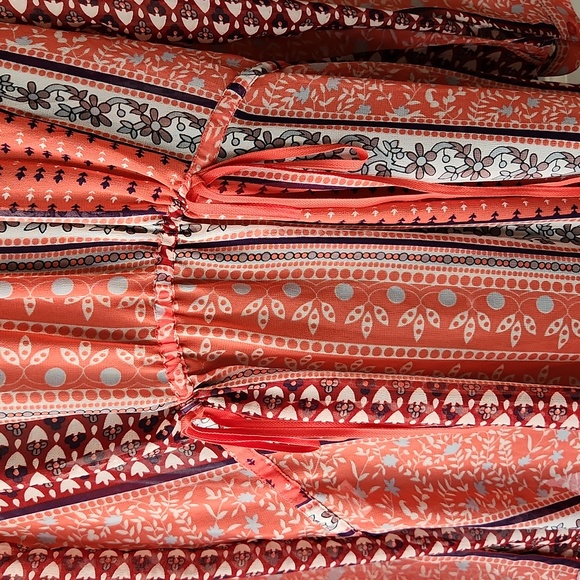 Free People Women's Small Coral Floral Button Long Sleeve Cute Boho Top Shirt - Picture 3 of 5